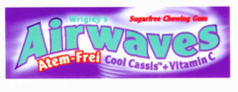 Airwaves Sugarfree Chewing Gum Atem-Frei Cool Cassis + Vitamin C Logo (EUIPO, 29.11.2001)