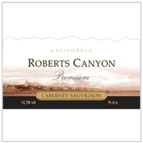 CALIFORNIA ROBERTS CANYON Premium CABERNET SAUVIGNON 10,5% vol 75 cl e Logo (EUIPO, 03.12.2004)