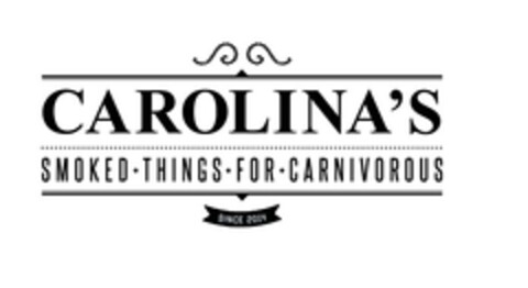 CAROLINA'S SMOKED THINGS FOR CARNIVOROUS SINCE 2014 Logo (EUIPO, 19.07.2016)