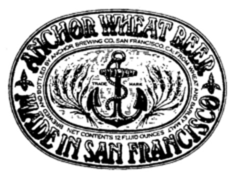 ANCHOR WHEAT BEER MADE IN SAN FRANCISCO Logo (EUIPO, 11/11/1996)