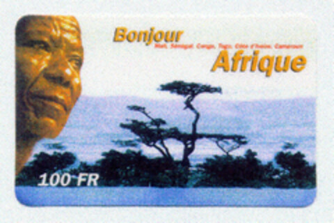 Bonjour Afrique Mali, Sénégal, Congo, Togo, Côte d'Ivoire, Cameroun 100 FR Logo (EUIPO, 28.10.1999)