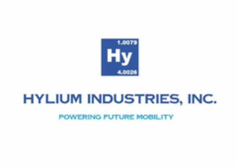 1.0079 Hy 4.0026 HYLIUM INDUSTRIES, INC. POWERING FUTURE MOBILITY Logo (EUIPO, 08.09.2021)