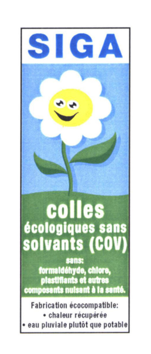 SIGA colles écologiques sans solvants (COV) Logo (EUIPO, 07/24/2003)