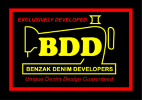 EXCLUSIVELY DEVELOPED BDD BENZAK DENIM DEVELOPERS Unique Denim Design Guaranteed Logo (EUIPO, 21.08.2008)