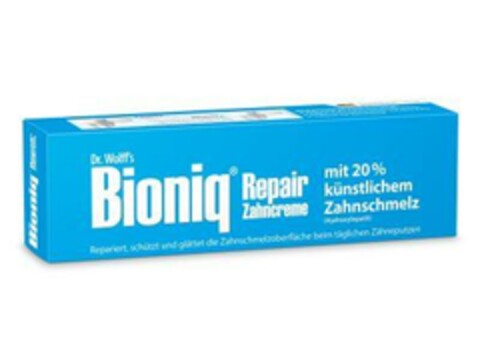Dr. Wolff's Bioniq Repair Zahncreme mit 20% künstlichem Zahnschmelz Logo (EUIPO, 15.09.2023)