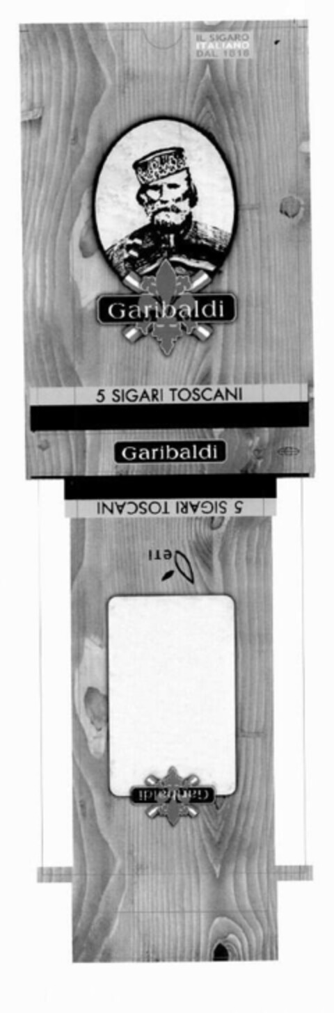 IL SIGARO ITALIANO DAL 1818 GARIBALDI 5 SIGARI TOSCANI Logo (EUIPO, 11/28/2002)