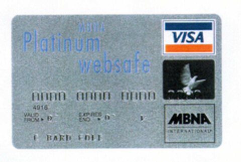 VISA MBNA Platinum websafe C BARD COLE MBNA INTERNATIONAL Logo (EUIPO, 04/11/2000)