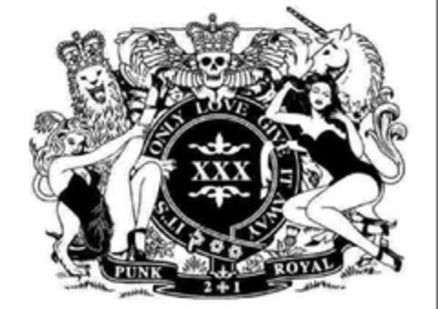 IT'S ONLY LOVE GIVE IT AWAY XXX PUNK 2 + 1 ROYAL Logo (EUIPO, 02/01/2013)