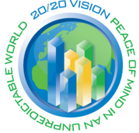 20/20 VISION PEACE OF MIND IN AN UNPREDICTABLE WORLD Logo (EUIPO, 15.12.2006)