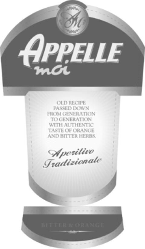 Appelle Moi Aperitivo Tradizionale Old Recipe Passed Down From Generation to Generation with Authentic Taste of Orange and Bitter Herbs Bitter & Orange Logo (EUIPO, 02.08.2017)