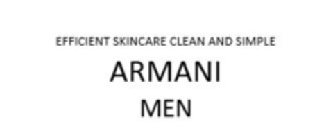 EFFICIENT SKINCARE CLEAN AND SIMPLE ARMANI MEN Logo (EUIPO, 29.11.2017)