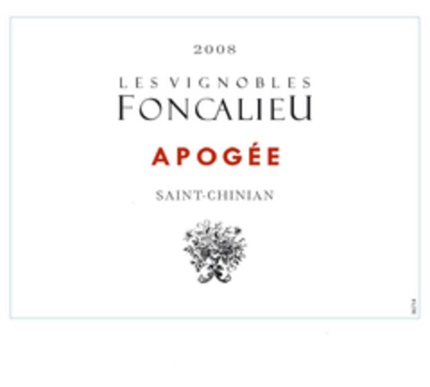 2008 LES VIGNOBLES FONCALIEU APOGEE SAINT-CHINIAN Logo (EUIPO, 22.12.2009)