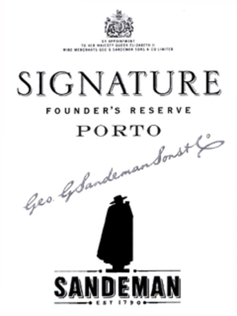 SANDEMAN SIGNATURE FOUNDER'S RESERVE PORTO Logo (EUIPO, 02/12/2003)