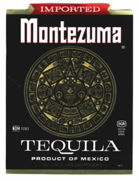 IMPORTED Montezuma TEQUILA PRODUCT OF MEXICO Logo (EUIPO, 03/08/2003)