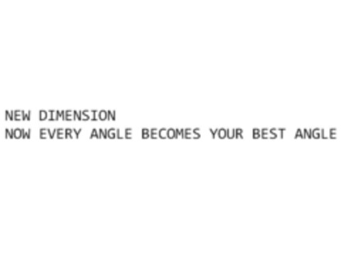 NEW DIMENSION NOW EVERY ANGLE BECOMES YOUR BEST ANGLE Logo (EUIPO, 04/30/2015)