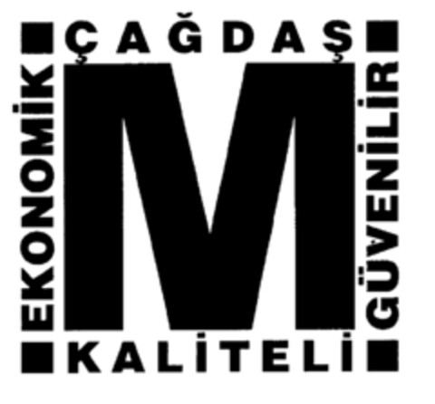 M EKONOMIK ÇAGDAS GÜVENILIR KALITELI Logo (EUIPO, 16.12.1996)