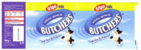 BUTCHER'S tripe mix NOTHING ARTIFICIAL Dogs love Butcher's! Logo (EUIPO, 02/12/2002)