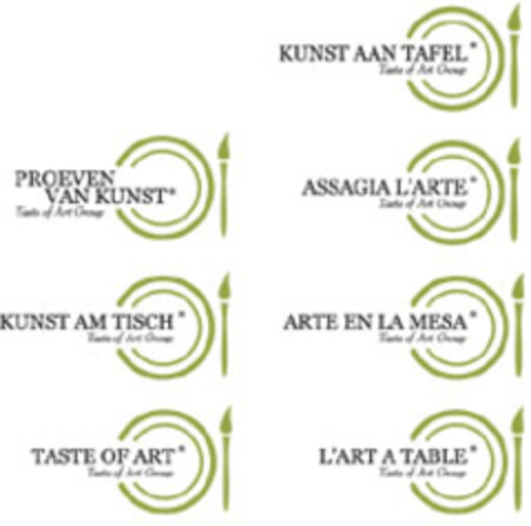 TASTE OF ART KUNST AAN TAFEL PROEVEN VAN KUNSTSAGIA L'ARTE KUNST AM TISCH ARTE EN LA MESA L'ART A TABLE Logo (EUIPO, 07/06/2007)