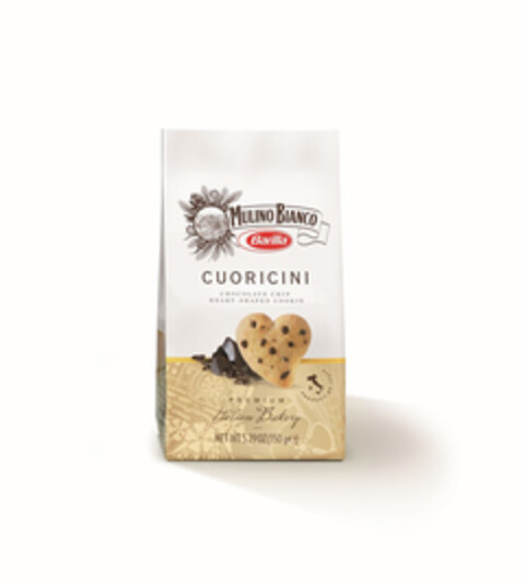 MULINO BIANCO BARILLA CUORICINI CHOCOLATE CHIP HEART-SHAPED COOKIE  PREMIUM ITALIAN BAKERY  PRODUCT OF ITALY Logo (EUIPO, 05.12.2016)