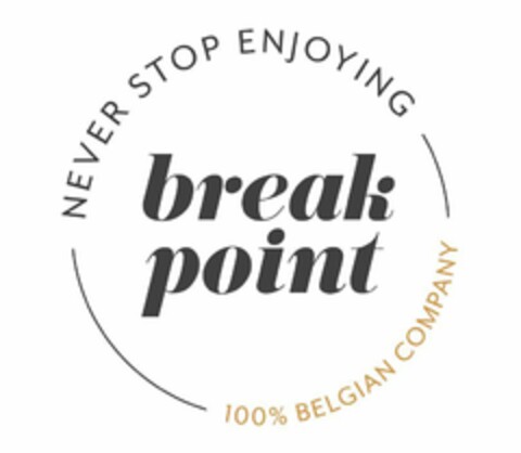 NEVER STOP ENJOYING BREAKPOINT 100% BELGIAN COMPANY Logo (EUIPO, 07.07.2022)