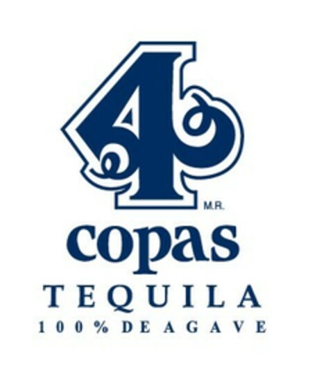 4 copas TEQUILA 100% DE AGAVE Logo (EUIPO, 10/10/2007)