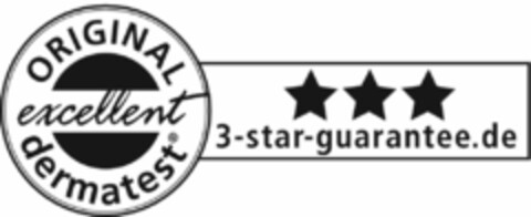 ORIGINAL excellent dermatest 3-star-guarantee.de Logo (EUIPO, 03.02.2016)