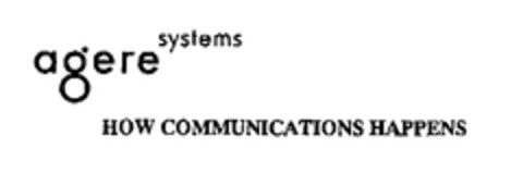 agere systems HOW COMMUNICATIONS HAPPENS Logo (EUIPO, 06/18/2001)