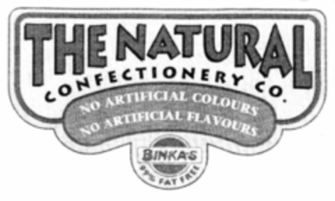 THE NATURAL CONFECTIONERY CO. NO ARTIFICIAL COLOURS NO ARTIFICIAL FLAVOURS BINKA'S 99% FAT FREE Logo (EUIPO, 02.04.2002)