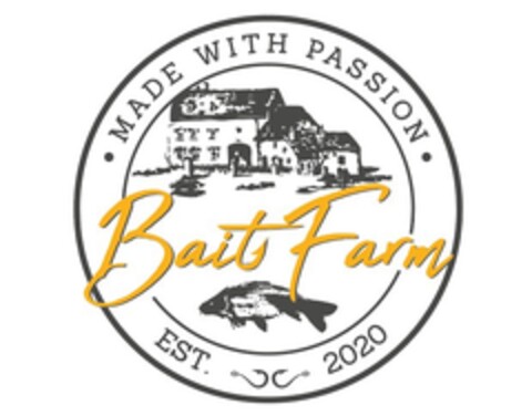 Bait Farm MADE WITH PASSION EST. 2020 Logo (EUIPO, 10/15/2020)