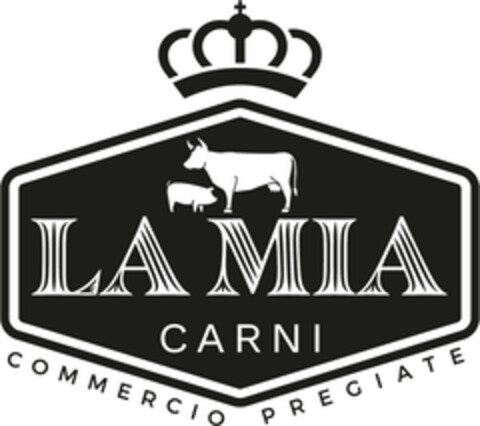 LA MIA CARNI COMMERCIO PREGIATE Logo (EUIPO, 04/21/2021)