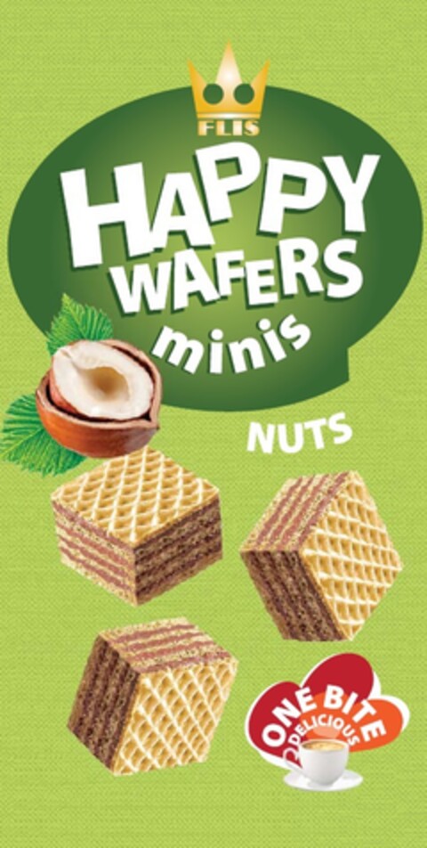 FLIS HAPPY WAFERS minis NUTS ONE BITE DELICIOUS Logo (EUIPO, 12/08/2021)