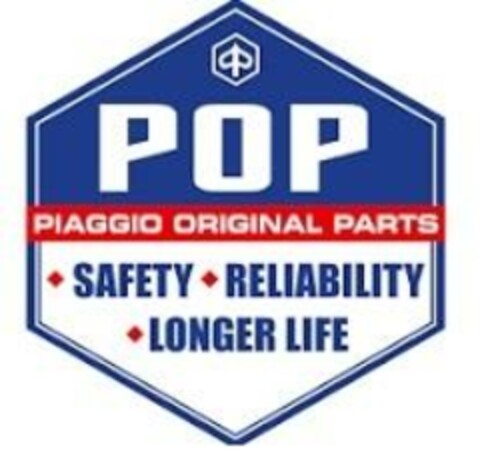 POP PIAGGIO ORIGINAL PARTS SAFETY RELIABILITY LONGER LIFE Logo (EUIPO, 02.08.2024)