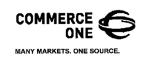 COMMERCE ONE MANY MARKETS. ONE SOURCE. Logo (EUIPO, 05.04.2002)