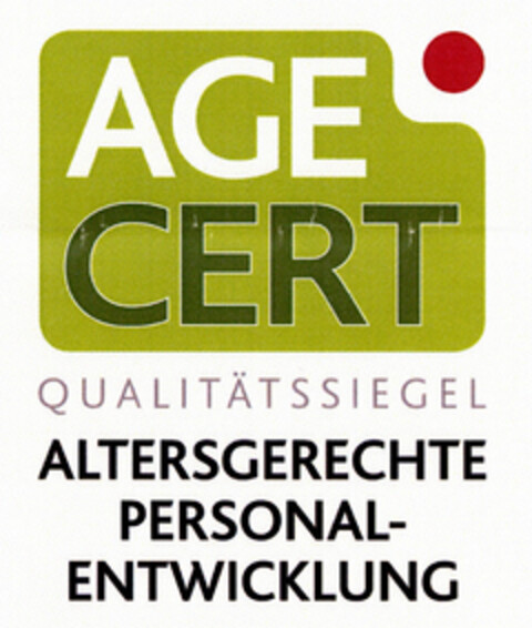 AGE CERT QUALITÄTSSIEGEL ALTERSGERECHTE PERSONAL-ENTWICKLUNG Logo (EUIPO, 26.03.2009)