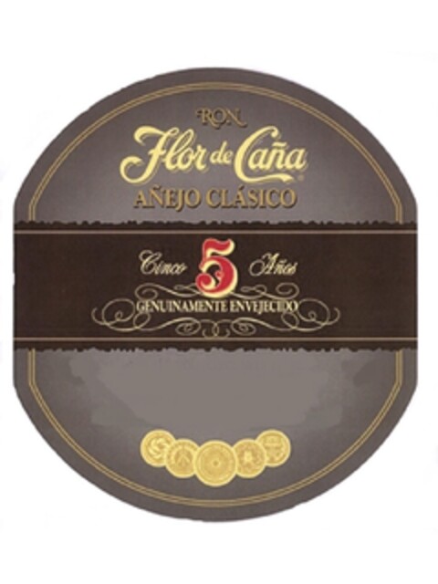 Flor de Caña RON AÑEJO CLASICO Cinco Años GENUINAMENTE ENVEJECIDO Logo (EUIPO, 10.06.2011)