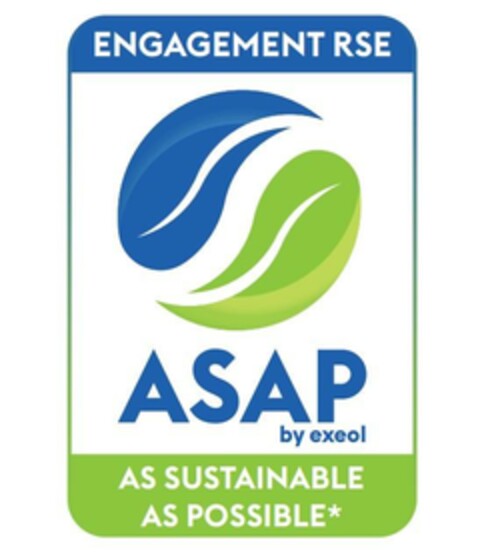 ENGAGEMENT RSE ASAP by exeol AS SUSTAINABLE AS POSSIBLE * Logo (EUIPO, 10/13/2023)