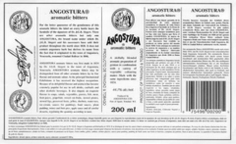ANGOSTURA aromatic bitters Logo (EUIPO, 10.05.2006)