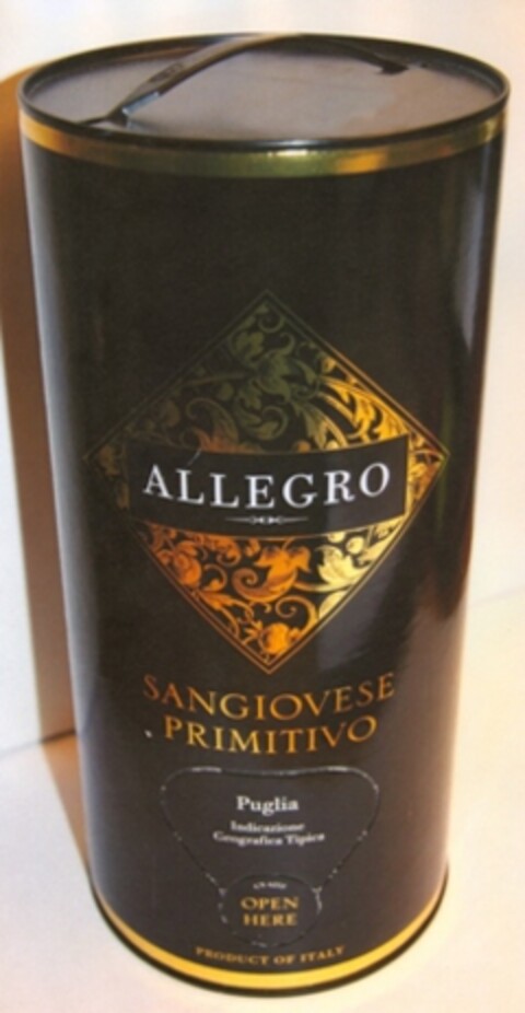 ALLEGRO SANGIOVESE PRIMITIVO Puglia Logo (EUIPO, 04.02.2008)