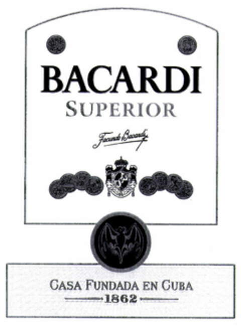 BACARDI SUPERIOR Facundo Bacardi CASA FUNDADA EN CUBA 1862 Logo (EUIPO, 05.11.2001)