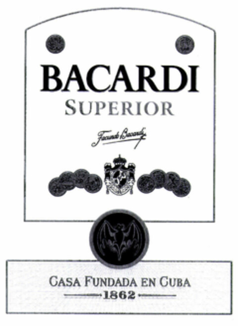 BACARDI SUPERIOR Facundo Bacardi CASA FUNDADA EN CUBA 1862 Logo (EUIPO, 11/05/2001)