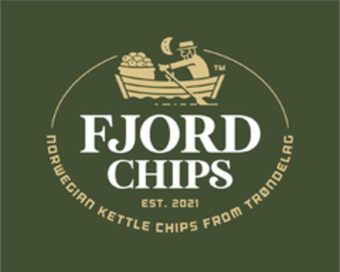 FJORD CHIPS EST. 2021 NORWEGIAN KETTLE CHIPS FROM TRØNDELAG Logo (EUIPO, 09.06.2023)