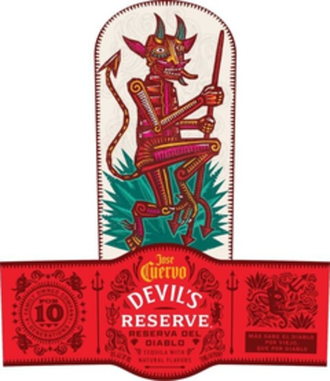 A FAMILY OWNED COMPANY FOR 10 GENERATIONS JOSE CUERVO DEVIL'S RESERVE RESERVA DEL DIABLO TEQUILA WITH NATURAL FLAVORS MAS SABE EL DIABLO POR VIEJO QUE POR DIABLO Logo (EUIPO, 08/21/2024)