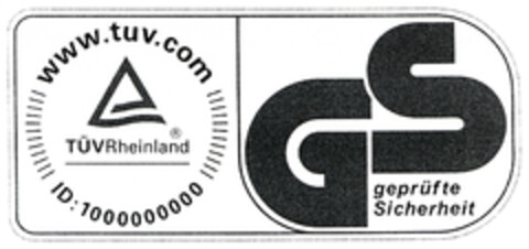 www.tuv.com ID:1000000000 TÜVRheinland GS geprüfte Sicherheit Logo (EUIPO, 08.07.2011)