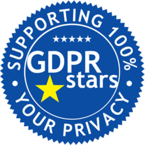 GDPR STARS SUPPORTING 100% YOUR PRIVACY Logo (EUIPO, 06/05/2018)