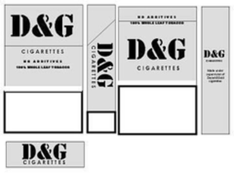 D&G CIGARETTES NO ADDITIVES 100% WHOLE LEAF TOBACCO Logo (EUIPO, 09/28/2004)