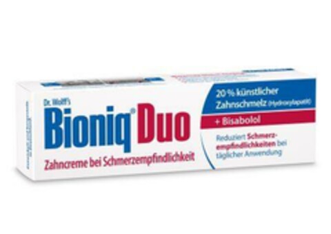 Dr. Wolff's Bioniq Duo Zahncreme bei Schmerzempfindlichkeit Logo (EUIPO, 15.09.2023)