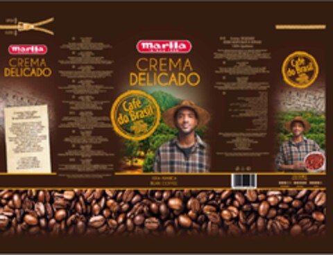 Marila since  1929 CREMA DELICADO Cream delicado coffee from Brazilian plantation 100% ARABICA BEAN COFFEE Marila since  1929 CREMA DELICADO  Café do Brasil 100% Original COFFEE Logo (EUIPO, 09.06.2014)