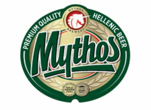 Mythos Brewery premium quality hellenic beer gold award 2001 Logo (EUIPO, 20.01.2015)