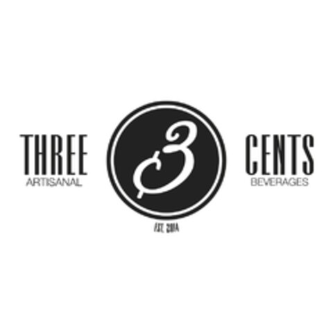 3 THREE CENTS ARTISANAL BEVERAGES EST. 2014 Logo (EUIPO, 09.05.2017)