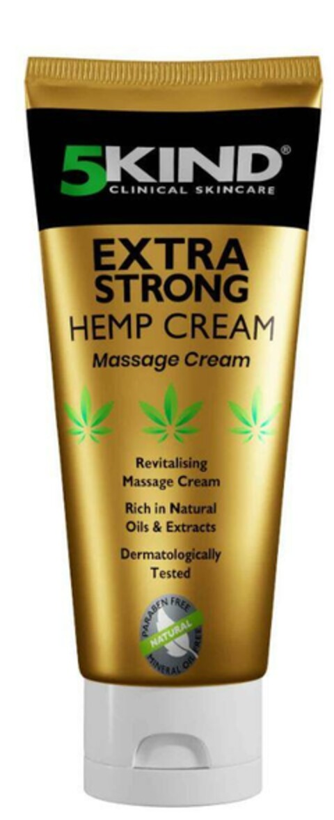 5KIND CLINICAL SKINCARE EXTRA STRONG HEMP CREAM Massage Cream Revitalising Massage Cream Rich in Natural Oils & Extracts Dermatologically Tested Logo (EUIPO, 07/01/2024)